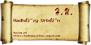 Hadházy Urbán névjegykártya